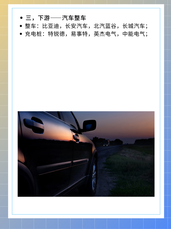 新能源汽车上游，中游，下游产业链